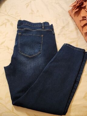 Curve Appeal Women's Mid-Rise Skinny Jeans in Dark Blue